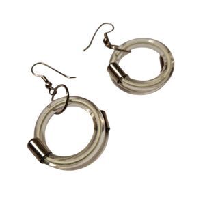 Unique Glass Circle Earrings with Silver Ends